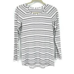 Lululemon Emerald Long Sleeve Shirt Cut Back Stripe Black White Size 4